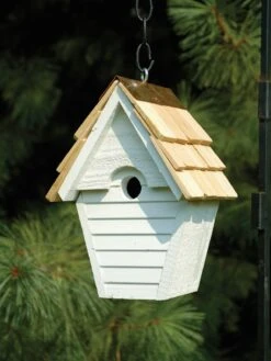 Heartwood Wren-in-the-Wind Bird House -Garden Supplies Sales 8591093whw 02v heartwood wren in the wind bird house whitewashed