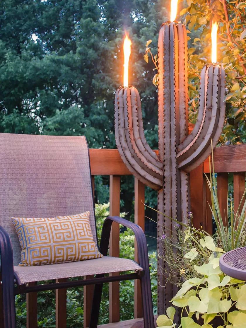 Desert Steel Saguaro Cactus Torches 3 Desert Steel Saguaro Cactus Torches