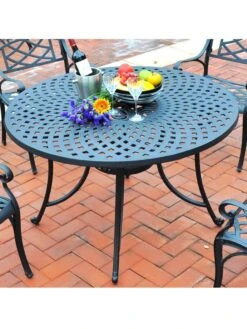 Crosley Sedona Cast Aluminum Dining Table -Garden Supplies Sales 8599662 02v crosley sedona cast aluminum dining table 46 inch round black