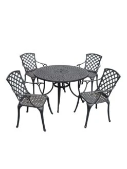 Crosley Sedona Five-Piece Outdoor Dining Set With High Back Armchairs -Garden Supplies Sales 8599666 01v crosley sedona five piece outdoor dining set with high back arm chairs 48 inch black