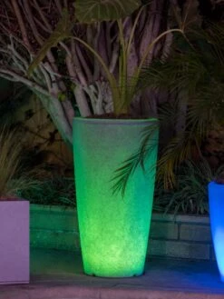 Solar Illuminated Planter Tall Granite, 32" -Garden Supplies Sales 8600183 0683 tif