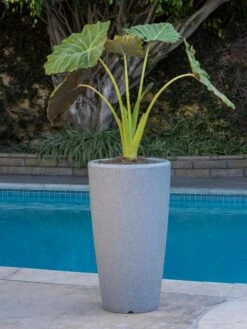 Solar Illuminated Planter Tall Granite, 32" -Garden Supplies Sales 8600183 19645 tif