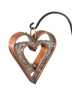 Fly-Thru™ Bird Feeder With Copper Finish -Garden Supplies Sales 8600193 05v fly thru bird feeder with copper finish heart