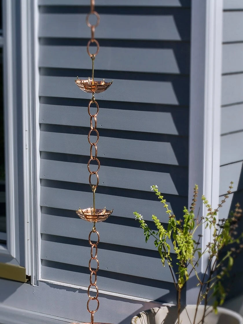 Umbrella Pure Copper Rain Chain, 8.5' 3 Umbrella Pure Copper Rain Chain, 8.5'