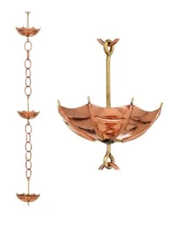 Umbrella Pure Copper Rain Chain, 8.5' 7 Umbrella Pure Copper Rain Chain, 8.5' -Garden Supplies Sales 8600208 03v
