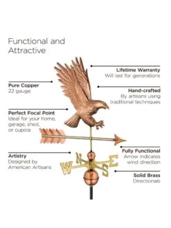 Bald Eagle Copper Weathervane -Garden Supplies Sales 8600276 02v