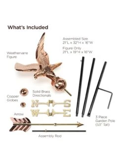 Eagle Garden Copper Weathervane With Pole -Garden Supplies Sales 8600279 01v