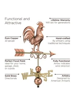 Bantam Rooster Copper Weathervane -Garden Supplies Sales 8600280 01v