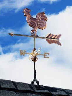 Rooster Cottage Copper Weathervane With Roof Mount -Garden Supplies Sales 8600284 02v