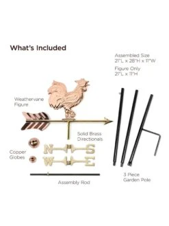 Rooster Garden Copper Weathervane With Pole 7 Rooster Garden Copper Weathervane With Pole -Garden Supplies Sales 8600344 01v
