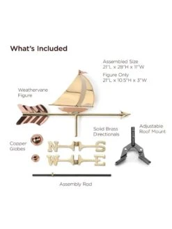 Sailboat Cottage Copper Weathervane With Roof Mount 8 Sailboat Cottage Copper Weathervane With Roof Mount -Garden Supplies Sales 8600347 01v