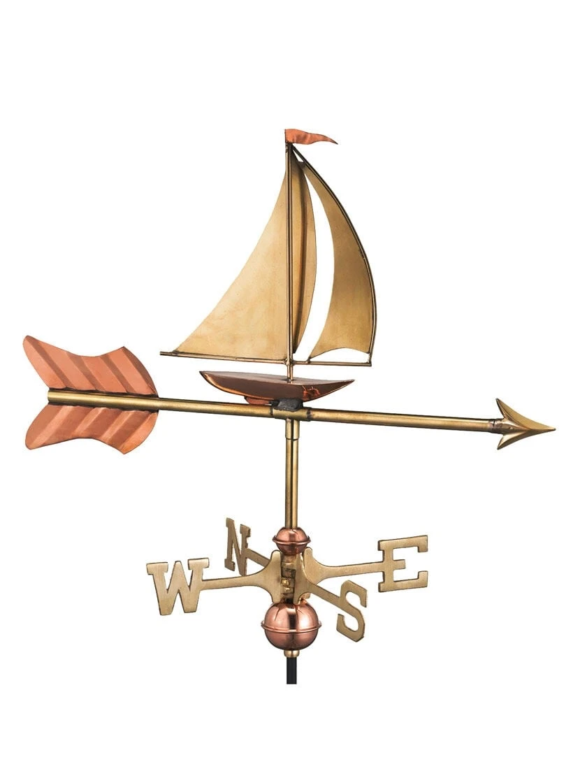 Sailboat Cottage Copper Weathervane With Roof Mount 6 Sailboat Cottage Copper Weathervane With Roof Mount - Image 4