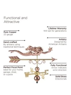 Little Mermaid Copper Weathervane -Garden Supplies Sales 8600350 04v