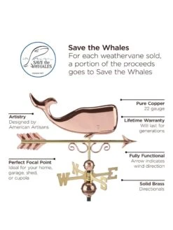 Save The Whales™ Copper Weathervane -Garden Supplies Sales 8600371 04v