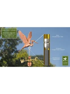 Graceful Blue Heron Copper Weathervane -Garden Supplies Sales 8600374 02v