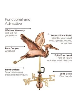Blue Heron Cottage Copper Weathervane -Garden Supplies Sales 8600375 01v