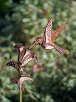 Hummingbird Garden Copper Weathervane With Pole -Garden Supplies Sales 8600377 03v hummingbird cottage weathervane roof mount