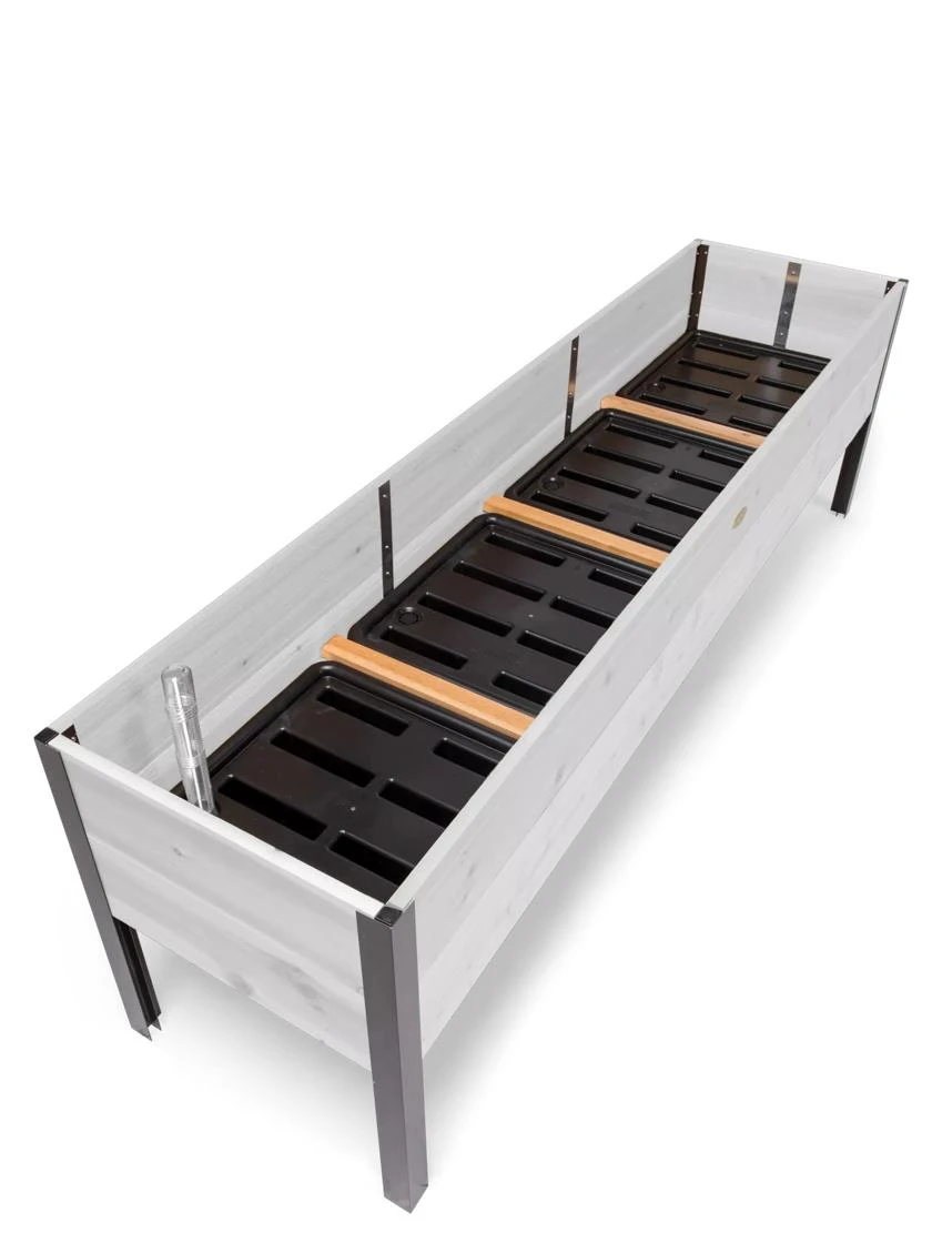 Self-Watering Eco-Stained Elevated Planter Box, 2' X 8' 3 Self-Watering Eco-Stained Elevated Planter Box, 2' X 8'