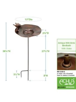 Achla Designs Antiqued Birdbath With Birds And Stake 10 Achla Designs Antiqued Birdbath With Birds And Stake -Garden Supplies Sales 8609294 05v