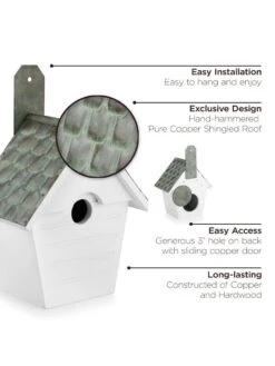 Classic Cottage Bird House With Verdigris Copper Roof -Garden Supplies Sales 8609893 03v