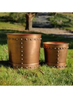 Riveted Planters, Set Of 2 -Garden Supplies Sales 8610032 05v