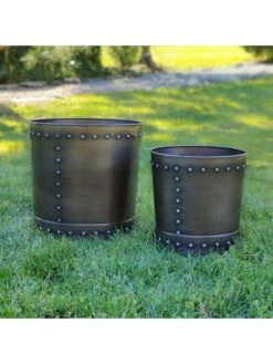Riveted Planters, Set Of 2 -Garden Supplies Sales 8610081 01v