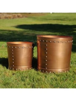 Riveted Planters, Set Of 2 -Garden Supplies Sales 8610081 03v