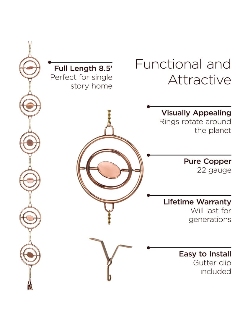 Stellar Copper Rain Chain, 8.5ft 5 Stellar Copper Rain Chain, 8.5ft - Image 3