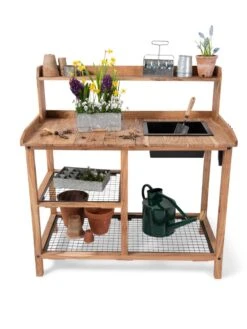 Dynamic Acacia Potting Bench With Soil Reservoir -Garden Supplies Sales 8611009 005