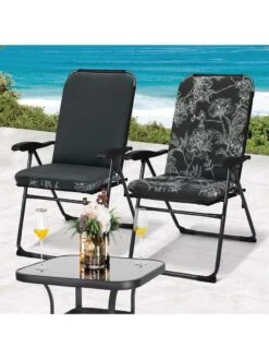 Outdoor Decor™ Seat Pad High Back Cushions, 20" X 45" -Garden Supplies Sales 8611125 102v bkf outdoor seat pad high back cushions 20x45 black flowers