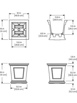 Fairfield Self-Watering Square Planter, 16” X 16” -Garden Supplies Sales 8611695 19V tif