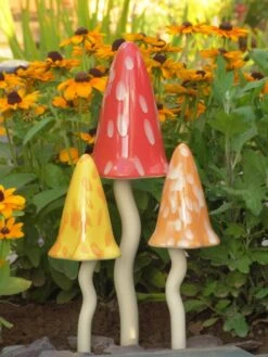 Potting Shed Tinkling Toadstool Sculptures, Set Of 3 -Garden Supplies Sales 8611730 sum 03v