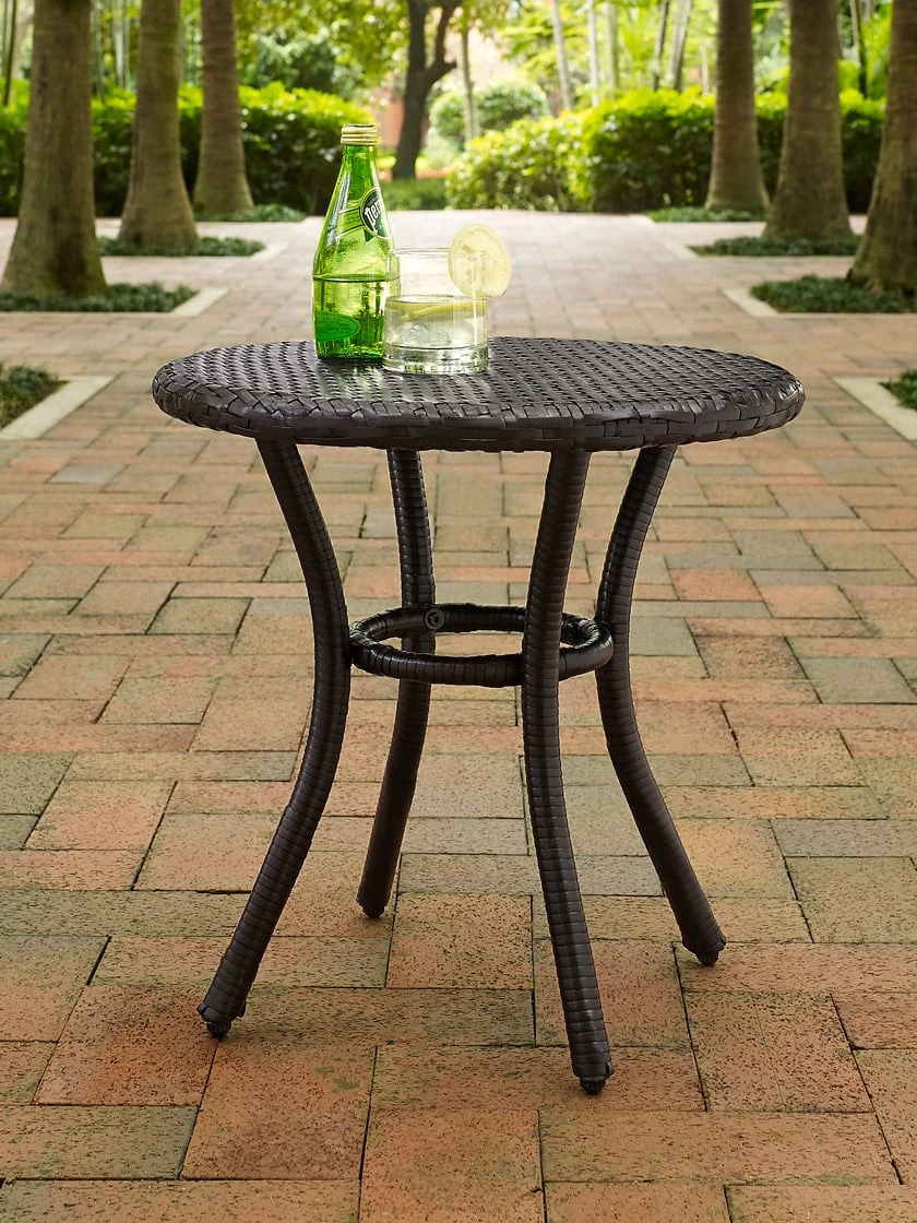 Crosley Palm Harbor Outdoor Wicker Round Side Table 3 Crosley Palm Harbor Outdoor Wicker Round Side Table