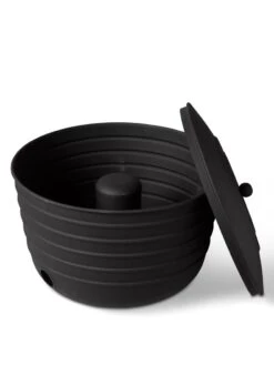 Matte Black Ribbed Hose Pot With Lid -Garden Supplies Sales 8611991 5868 tif