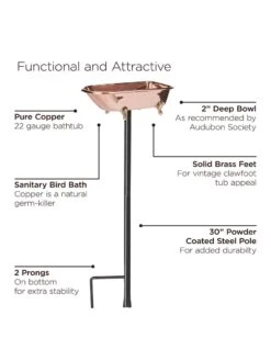 Copper Bathtub Birdbath -Garden Supplies Sales 8612202 06v