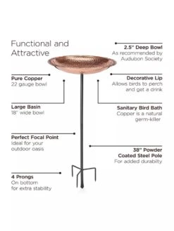 Copper Birdbath, 18" With Stake 9 Copper Birdbath, 18" With Stake -Garden Supplies Sales 8612271 04V