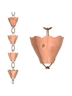 Tulip Pure Copper Rain Chain, 8.5' -Garden Supplies Sales 8612740 03v