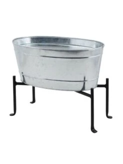 Achla Designs Mini Oval Galvanized Tub With Folding Stand -Garden Supplies Sales 8612906 03v