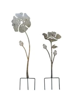 Poppy Garden Stakes Set Of 2 -Garden Supplies Sales 8613140 7822