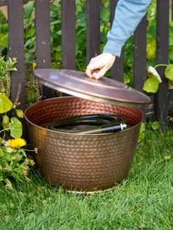 Hammered Copper Hose Pot With Lid -Garden Supplies Sales 8613311 0010