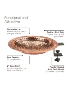 Pure Copper Bird Bath Deck Mount -Garden Supplies Sales 8613381 05v