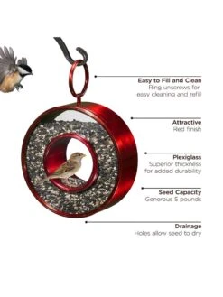 Circle Fly-Thru™ Bird Feeder With A Ruby Red Finish 9 Circle Fly-Thru™ Bird Feeder With A Ruby Red Finish -Garden Supplies Sales 8613383 03v